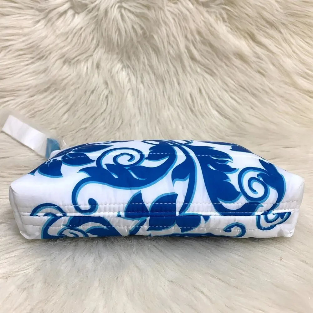 ESTEE LAUDER Puffy Blue & White Floral Cosmetics Bag Makeup Case